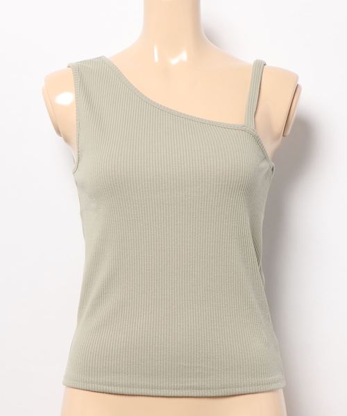 SpRay(スプレイ)の「アシメキャミタンク(タンクトップ・レディース・アイボリー/グレイッシュベージュ/ブラック/ダークブラウン/モカ/カーキ/グリーン/レンガ/ミント・FREE)」の12枚目の写真