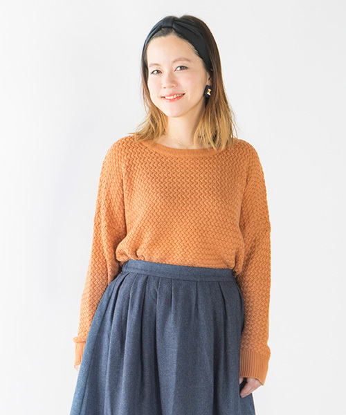 mystic(ミスティック)の「バスケット柄プルーバー(ニット/セーター・レディース・ダークグリーン/オフホワイト/キャメル/ブラック/ネイビー・フリ-)」の5枚目の写真