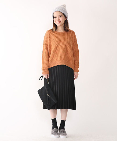 mystic(ミスティック)の「バスケット柄プルーバー(ニット/セーター・レディース・ダークグリーン/オフホワイト/キャメル/ブラック/ネイビー・フリ-)」の13枚目の写真