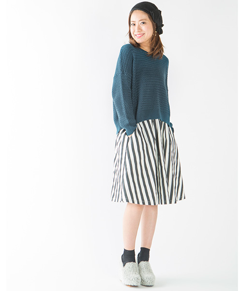 mystic(ミスティック)の「バスケット柄プルーバー(ニット/セーター・レディース・ダークグリーン/オフホワイト/キャメル/ブラック/ネイビー・フリ-)」の15枚目の写真