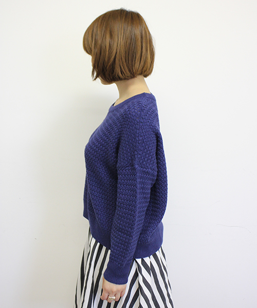 mystic(ミスティック)の「バスケット柄プルーバー(ニット/セーター・レディース・ダークグリーン/オフホワイト/キャメル/ブラック/ネイビー・フリ-)」の6枚目の写真