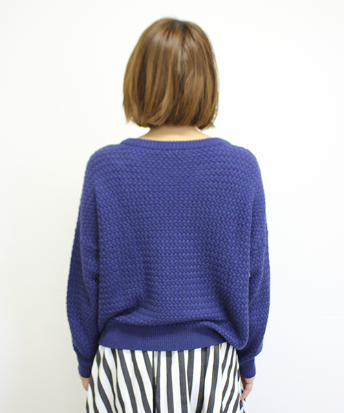 mystic(ミスティック)の「バスケット柄プルーバー(ニット/セーター・レディース・ダークグリーン/オフホワイト/キャメル/ブラック/ネイビー・フリ-)」の7枚目の写真