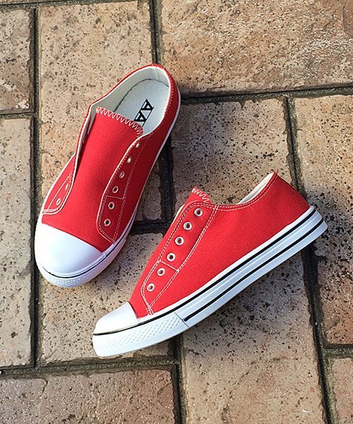 AAA+（サンエープラス）の「AAA / ローテクスリッポンスニーカー(2343)（スリッポン・レディース・ホワイト/ブラック×ブラック/ネイビー/カーキ/ブラック/ベージュ/レッド/キナリ/グレー/ライトブルー/ピンク/ワインレッド/グリーン・44/40/42/36/34/38）」の12枚目の写真