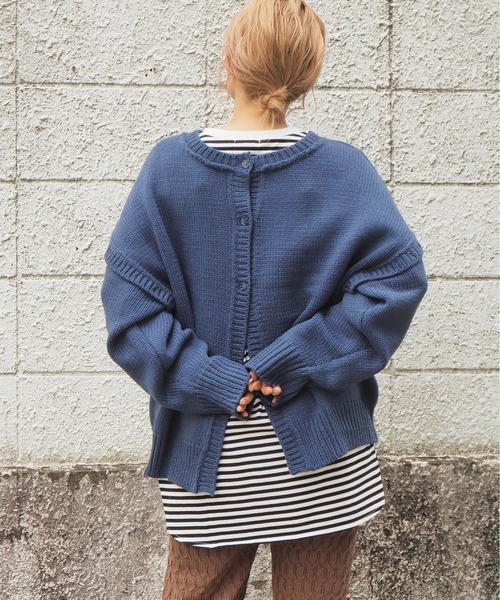 tiptop(ティップトップ)の「マルチwayニットカーディガン(カーディガン/ボレロ・レディース・パープル/ブルー/アイボリー/グレイッシュベージュ/ライトブルー/ラベンダー/C/B/A・FREE)」の14枚目の写真