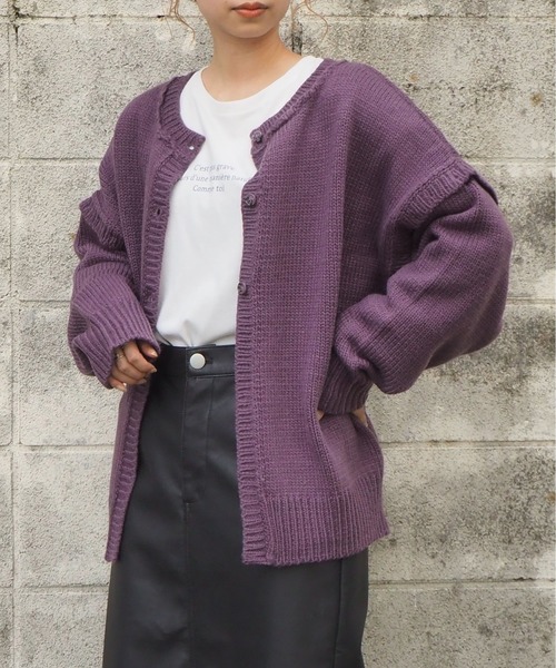 tiptop(ティップトップ)の「マルチwayニットカーディガン(カーディガン/ボレロ・レディース・パープル/ブルー/アイボリー/グレイッシュベージュ/ライトブルー/ラベンダー/C/B/A・FREE)」の13枚目の写真