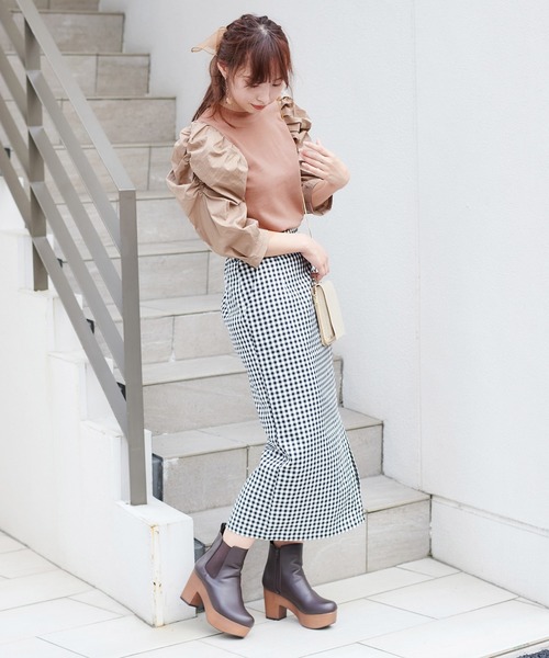 one after another NICE CLAUP（ワンアフターアナザーナイスクラップ）の「七分袖コンシャステレコトップス（Tシャツ/カットソー・レディース・ブラック/モカ/ブラック系その他/ライトベージュ・FREE）」の10枚目の写真