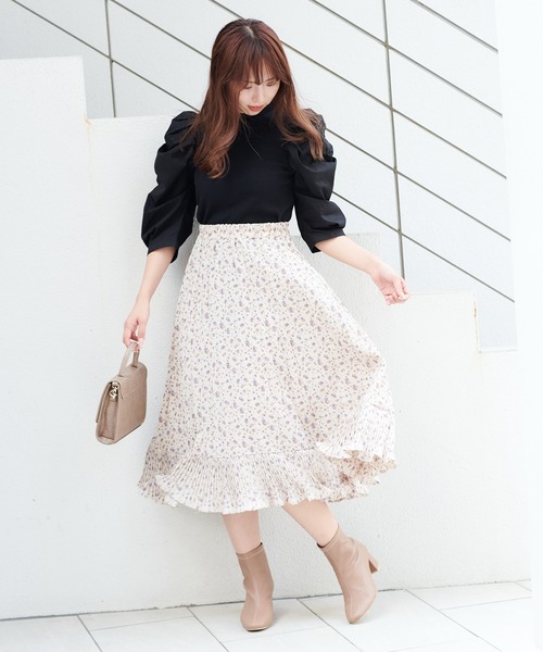 one after another NICE CLAUP（ワンアフターアナザーナイスクラップ）の「七分袖コンシャステレコトップス（Tシャツ/カットソー・レディース・ブラック/モカ/ブラック系その他/ライトベージュ・FREE）」の16枚目の写真