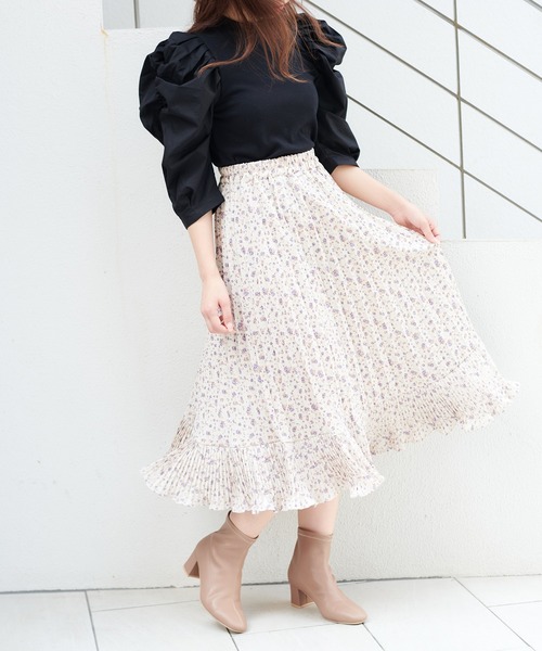 one after another NICE CLAUP（ワンアフターアナザーナイスクラップ）の「七分袖コンシャステレコトップス（Tシャツ/カットソー・レディース・ブラック/モカ/ブラック系その他/ライトベージュ・FREE）」の12枚目の写真