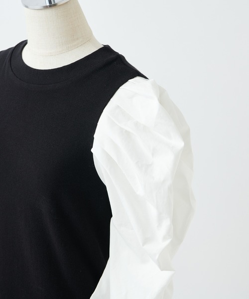 one after another NICE CLAUP（ワンアフターアナザーナイスクラップ）の「七分袖コンシャステレコトップス（Tシャツ/カットソー・レディース・ブラック/モカ/ブラック系その他/ライトベージュ・FREE）」の14枚目の写真