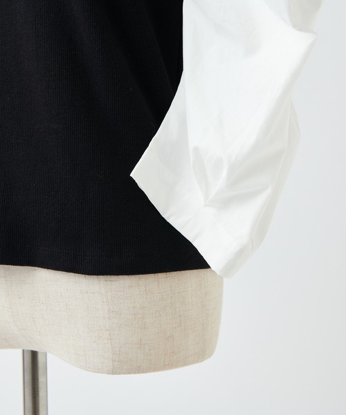 one after another NICE CLAUP（ワンアフターアナザーナイスクラップ）の「七分袖コンシャステレコトップス（Tシャツ/カットソー・レディース・ブラック/モカ/ブラック系その他/ライトベージュ・FREE）」の18枚目の写真