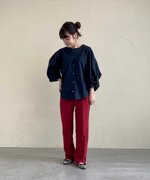 attrayant（アティロン）の「センタープレスハイウエストパンツ（スラックス・レディース・ブラック/ワインレッド/ブラウン・C/M）」の6枚目の写真