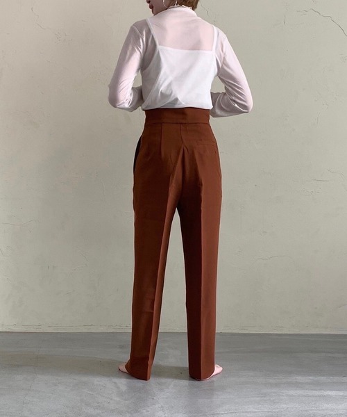 attrayant（アティロン）の「センタープレスハイウエストパンツ（スラックス・レディース・ブラック/ワインレッド/ブラウン・C/M）」の10枚目の写真