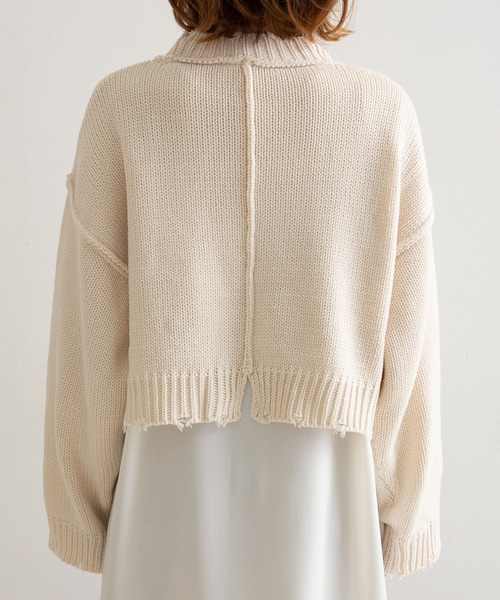 rectangle（レクタングル）の「ダメージクロップドニット（ニット/セーター・レディース・ブラック/ベージュ/オフホワイト/イエロー/ダークブルー/オレンジ/ピンク/ミント/ブルー・FREE）」の16枚目の写真