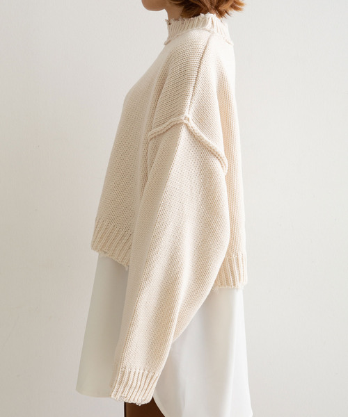 rectangle（レクタングル）の「ダメージクロップドニット（ニット/セーター・レディース・ブラック/ベージュ/オフホワイト/イエロー/ダークブルー/オレンジ/ピンク/ミント/ブルー・FREE）」の11枚目の写真