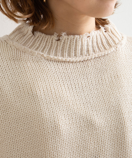 rectangle（レクタングル）の「ダメージクロップドニット（ニット/セーター・レディース・ブラック/ベージュ/オフホワイト/イエロー/ダークブルー/オレンジ/ピンク/ミント/ブルー・FREE）」の15枚目の写真