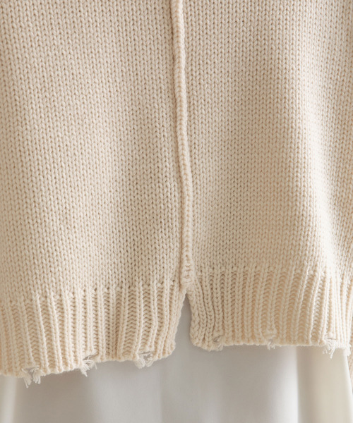 rectangle（レクタングル）の「ダメージクロップドニット（ニット/セーター・レディース・ブラック/ベージュ/オフホワイト/イエロー/ダークブルー/オレンジ/ピンク/ミント/ブルー・FREE）」の14枚目の写真