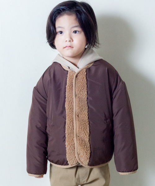 ＆yam（アンドヤム）の「リバーシブル・ボアノーカラーJK（その他アウター・キッズ・ブラック/ベージュ/ブラウン/ベージュ系その他・100/110/120/130/140/150/160）」の7枚目の写真