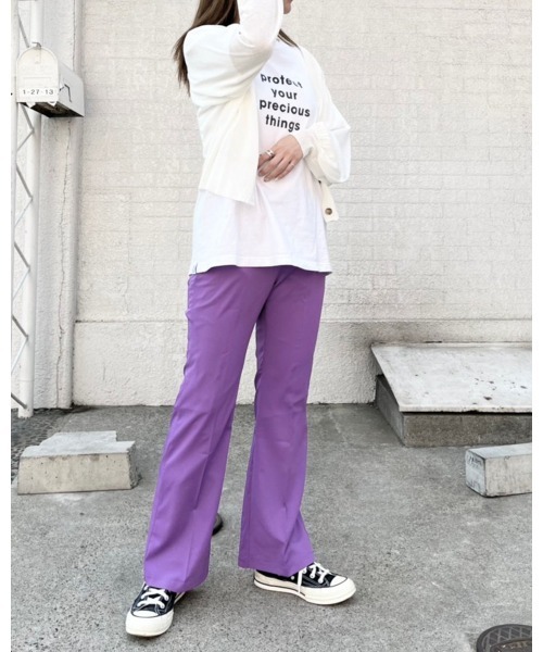 LiSeek（リシーク）の「【LiSeeK】カラーストレートフレアＰＴ（その他パンツ・レディース・グリーン/パープル/オレンジ/オリーブ/ブラック・FREE）」の6枚目の写真