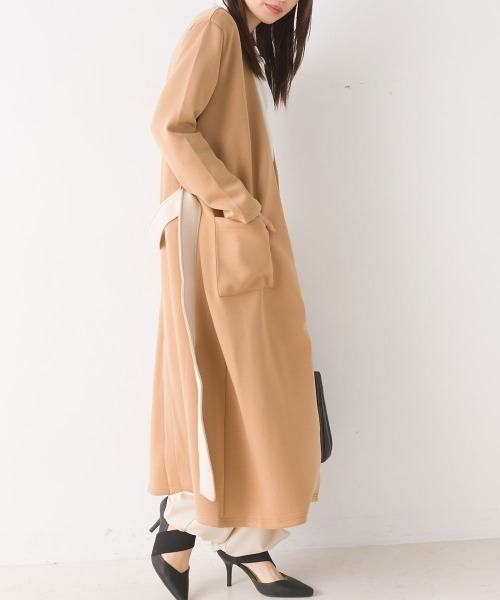 OMNES Another Edition(オムネス アナザーエディション)の「ストレッチダンボールニットガウン コート(ノーカラーコート・レディース・ベージュ/ホワイト系その他/ブルー系その他・FREE)」の5枚目の写真
