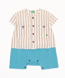 RAGMART（ラグマート）の「切り替えロンパース ギンガムチェック ストライプ（ロンパース）」