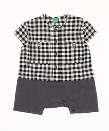 RAGMART（ラグマート）の「切り替えロンパース ギンガムチェック ストライプ（ロンパース）」