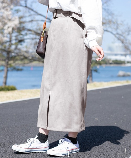 PairPair（ペアペア）の「ツイルミディスカート(セットアップ/リンクアイテム)（スカート・レディース・アイボリー/グレイッシュベージュ・FREE）」の4枚目の写真
