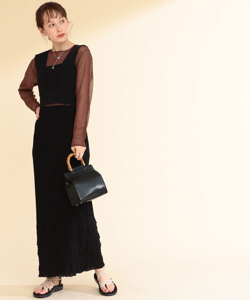 Ray BEAMS（レイビームス）の「Ray BEAMS / バンブー ハンドル スクエア バッグ（ハンドバッグ・レディース・ライトブルー/ブラック・ONE SIZE）」の4枚目の写真