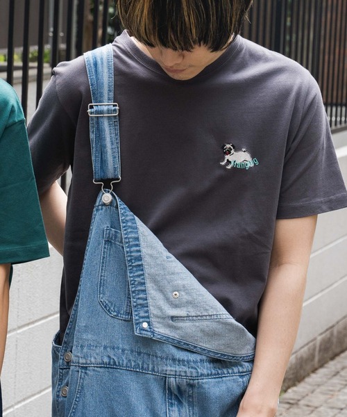 WEGO(ウィゴー)の「WEGO/DOG刺繍半袖Tシャツ(Tシャツ/カットソー・メンズ・ダークグリーン/スミクロ/ホワイト/イエロー・SMALL/MEDIUM/LARGE/X-LARGE)」の3枚目の写真