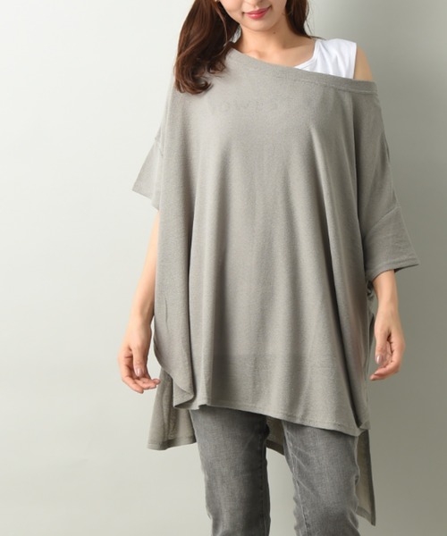 INTERPLANET（インタープラネット）の「梨地カットプルオーバー（Tシャツ/カットソー・レディース・チャコールグレー/カーキ/オフホワイト・FREE）」の3枚目の写真