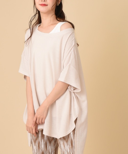 INTERPLANET（インタープラネット）の「梨地カットプルオーバー（Tシャツ/カットソー・レディース・チャコールグレー/カーキ/オフホワイト・FREE）」の6枚目の写真