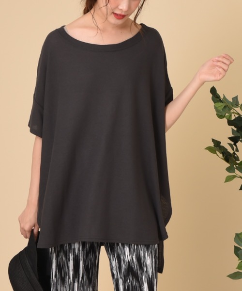 INTERPLANET（インタープラネット）の「梨地カットプルオーバー（Tシャツ/カットソー・レディース・チャコールグレー/カーキ/オフホワイト・FREE）」の16枚目の写真