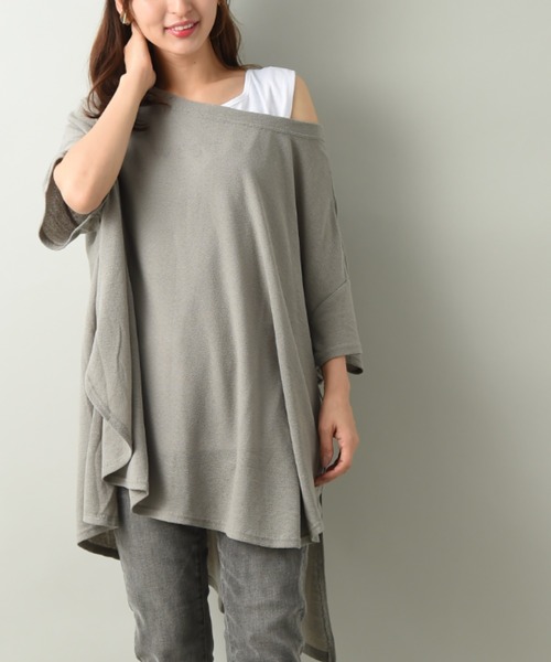 INTERPLANET（インタープラネット）の「梨地カットプルオーバー（Tシャツ/カットソー・レディース・チャコールグレー/カーキ/オフホワイト・FREE）」の21枚目の写真