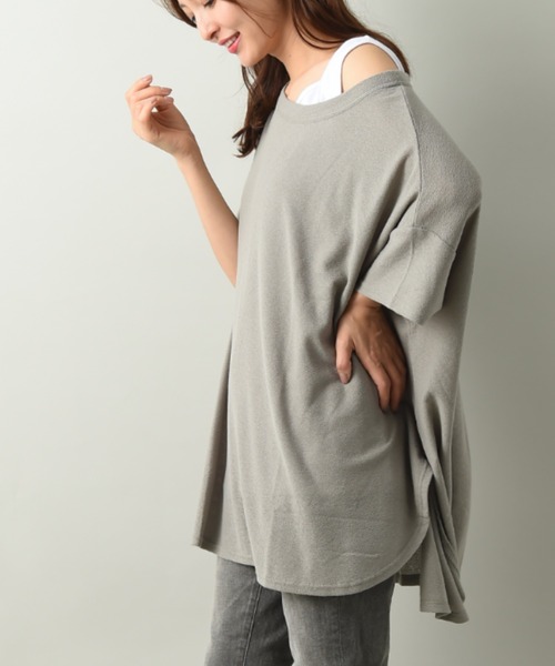 INTERPLANET（インタープラネット）の「梨地カットプルオーバー（Tシャツ/カットソー・レディース・チャコールグレー/カーキ/オフホワイト・FREE）」の22枚目の写真
