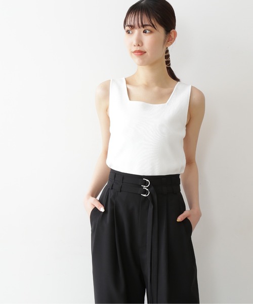 FREE'S MART（フリーズマート）の「◆スクエアネック総針ニットタンク（ニット/セーター・レディース・ホワイト/ブラック/ベージュ/レッド/イエロー・FREE）」の15枚目の写真