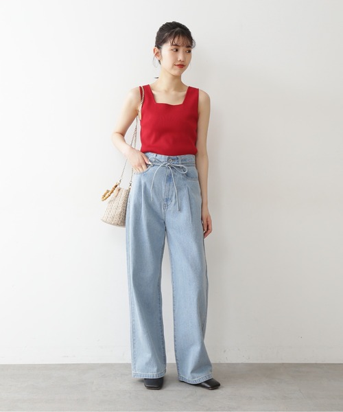 FREE'S MART（フリーズマート）の「◆スクエアネック総針ニットタンク（ニット/セーター・レディース・ホワイト/ブラック/ベージュ/レッド/イエロー・FREE）」の9枚目の写真