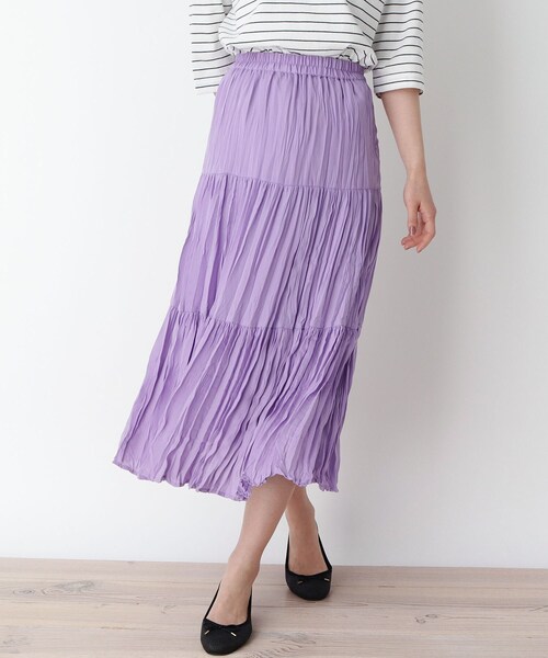 pink adobe（ピンクアドベ）の「◆【M-L】シュリンクプリーツティアードスカート（スカート・レディース・ライトパープル/ライトグレー/チャコールグレー・38/40）」の3枚目の写真
