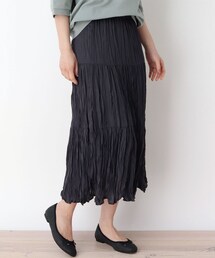 ◆【M-L】シュリンクプリーツティアードスカート