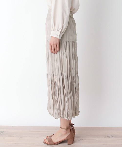 pink adobe（ピンクアドベ）の「◆【M-L】シュリンクプリーツティアードスカート（スカート・レディース・ライトパープル/ライトグレー/チャコールグレー・38/40）」の6枚目の写真