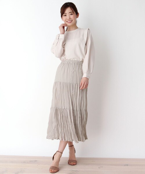 pink adobe（ピンクアドベ）の「◆【M-L】シュリンクプリーツティアードスカート（スカート・レディース・ライトパープル/ライトグレー/チャコールグレー・38/40）」の10枚目の写真