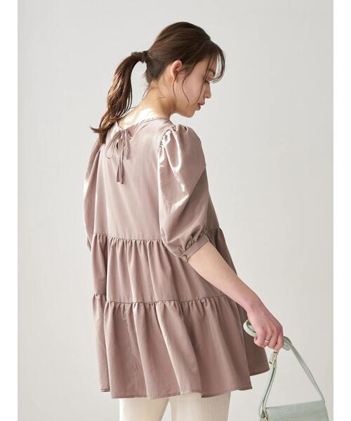 earth music&ecology（アースミュージックアンドエコロジー）の「バックリボンティアードチュニック ＊（Tシャツ/カットソー・レディース・オフホワイト/モカ/ラベンダー・FREE）」の9枚目の写真