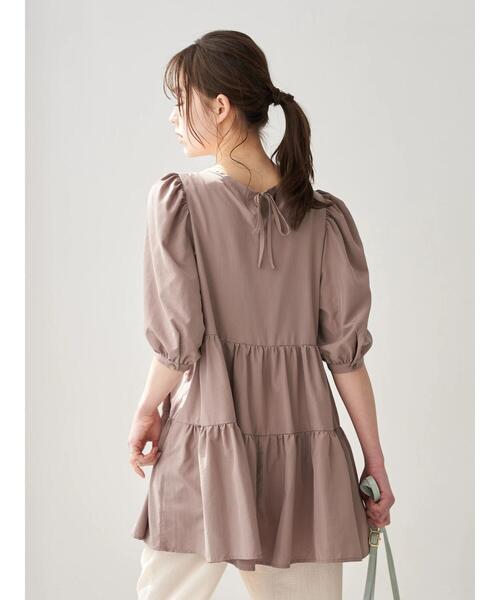 earth music&ecology（アースミュージックアンドエコロジー）の「バックリボンティアードチュニック ＊（Tシャツ/カットソー・レディース・オフホワイト/モカ/ラベンダー・FREE）」の10枚目の写真