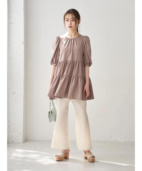 earth music&ecology（アースミュージックアンドエコロジー）の「バックリボンティアードチュニック ＊（Tシャツ/カットソー・レディース・オフホワイト/モカ/ラベンダー・FREE）」の19枚目の写真