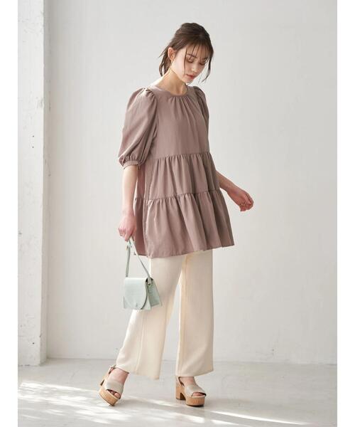 earth music&ecology（アースミュージックアンドエコロジー）の「バックリボンティアードチュニック ＊（Tシャツ/カットソー・レディース・オフホワイト/モカ/ラベンダー・FREE）」の20枚目の写真