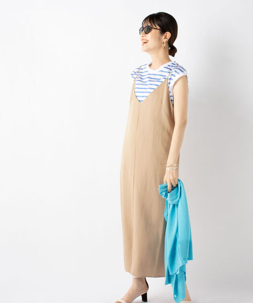 NOLLEY’S Sophi（ノーリーズソフィ）の「麻混サテンキャミワンピース（ワンピース・レディース・カーキ/ベージュ・38）」の2枚目の写真
