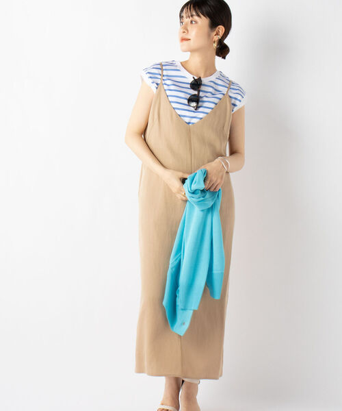 NOLLEY’S Sophi（ノーリーズソフィ）の「麻混サテンキャミワンピース（ワンピース・レディース・カーキ/ベージュ・38）」の5枚目の写真