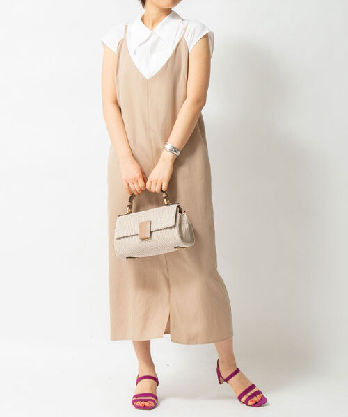 NOLLEY’S Sophi（ノーリーズソフィ）の「麻混サテンキャミワンピース（ワンピース・レディース・カーキ/ベージュ・38）」の8枚目の写真