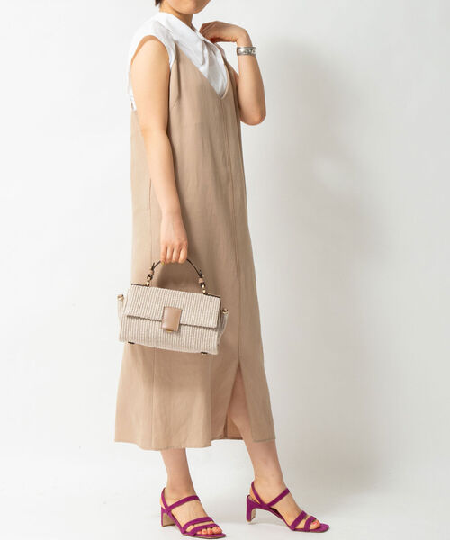NOLLEY’S Sophi（ノーリーズソフィ）の「麻混サテンキャミワンピース（ワンピース・レディース・カーキ/ベージュ・38）」の9枚目の写真