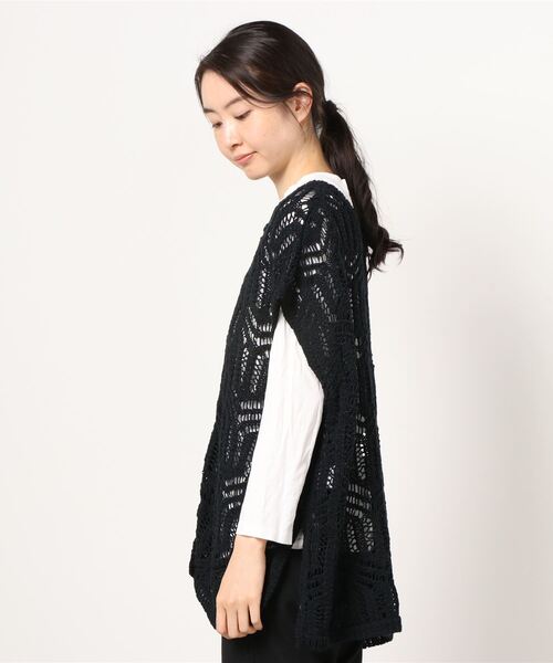 Per sist ence(パーシエンス)の「Per sist ence/パーシエンス テープヤーン 2WAYノースリーブニット(ニット/セーター・レディース・ベージュ/アイボリー/ブラック・FREE)」の4枚目の写真