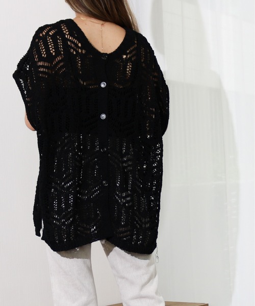 Per sist ence(パーシエンス)の「Per sist ence/パーシエンス テープヤーン 2WAYノースリーブニット(ニット/セーター・レディース・ベージュ/アイボリー/ブラック・FREE)」の1枚目の写真