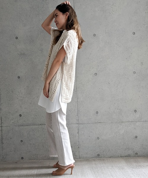 Per sist ence(パーシエンス)の「Per sist ence/パーシエンス テープヤーン 2WAYノースリーブニット(ニット/セーター・レディース・ベージュ/アイボリー/ブラック・FREE)」の10枚目の写真